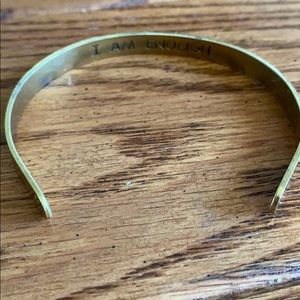 “I am Enough” inscribed gold tone bracelet